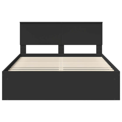 Bed Frame with Headboard Black 140 x 200 cm Solid Pine Wood