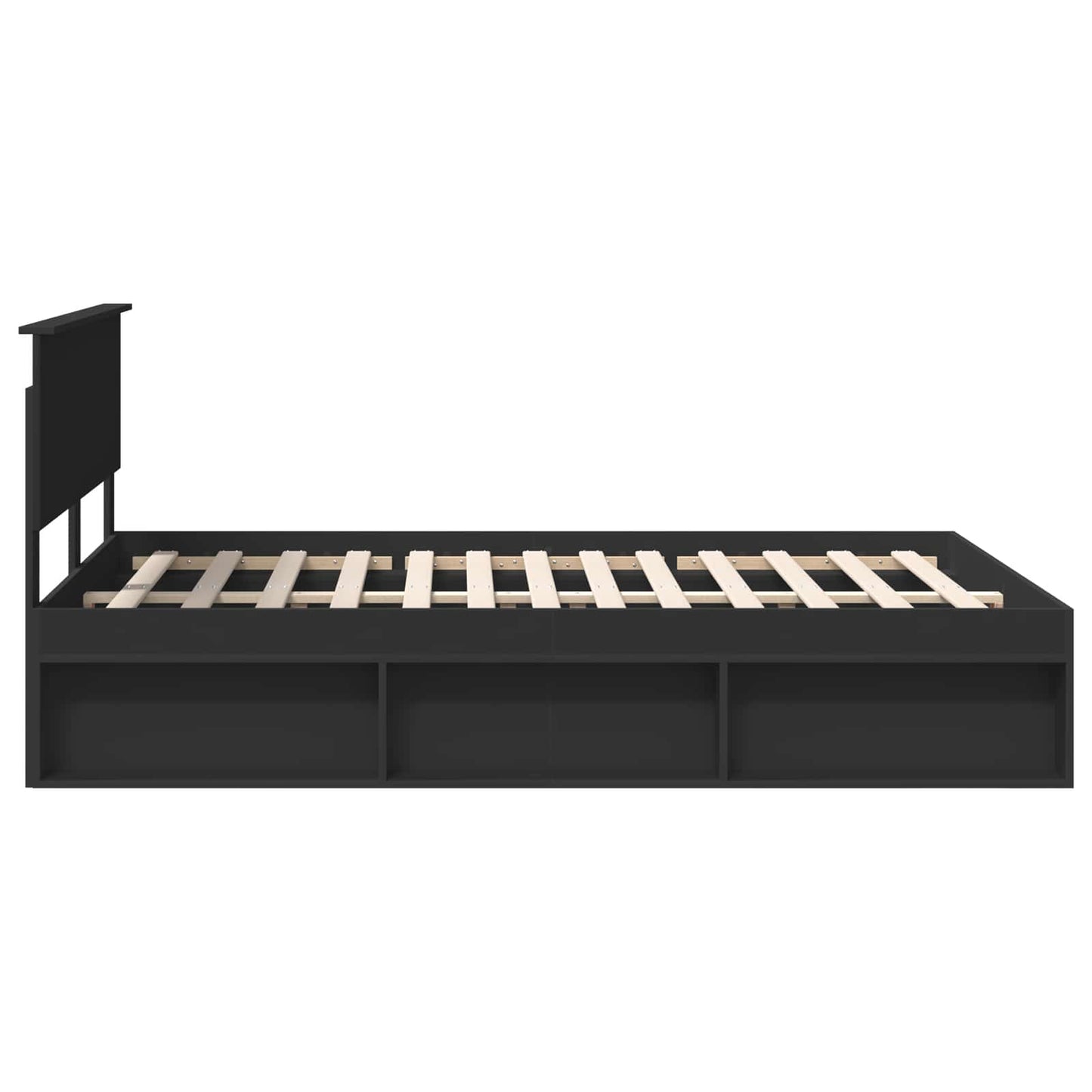 Bed Frame with Headboard Black 140 x 200 cm Solid Pine Wood