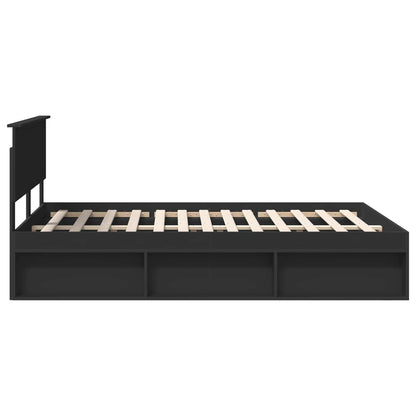 Bed Frame with Headboard Black 140 x 200 cm Solid Pine Wood
