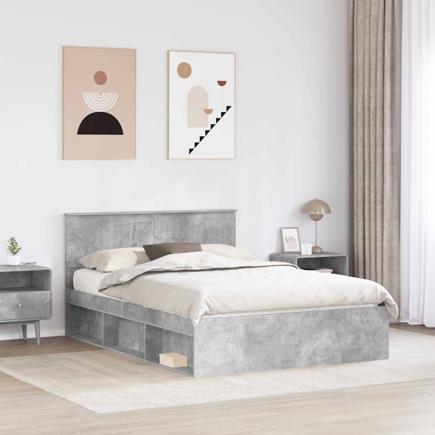 Bed Frame with Headboard Concerte 140 x 200 cm Solid Pine Wood