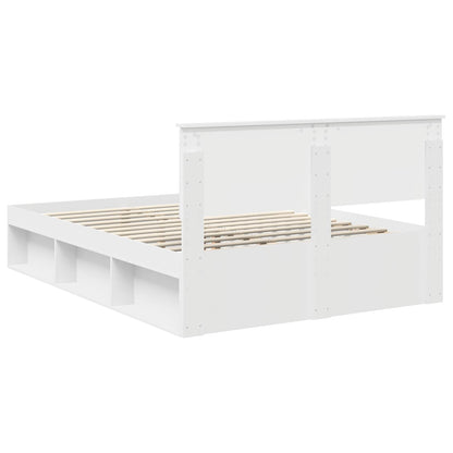 Bed Frame with Headboard White 140 x 190 cm Solid Pine Wood