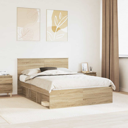 Bed Frame with Headboard Sonoma 140 x 190 cm Solid Pine Wood