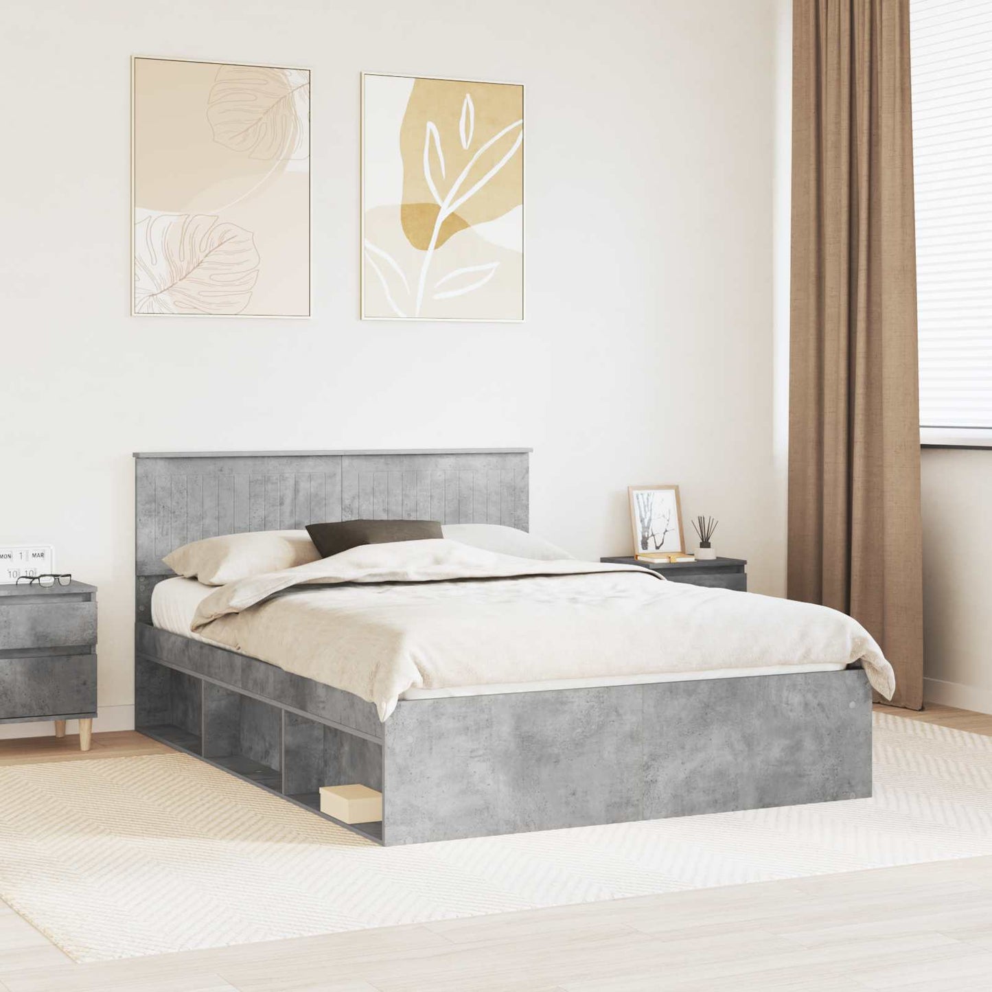 Bed Frame with Headboard Concerte 140 x 190 cm Solid Pine Wood