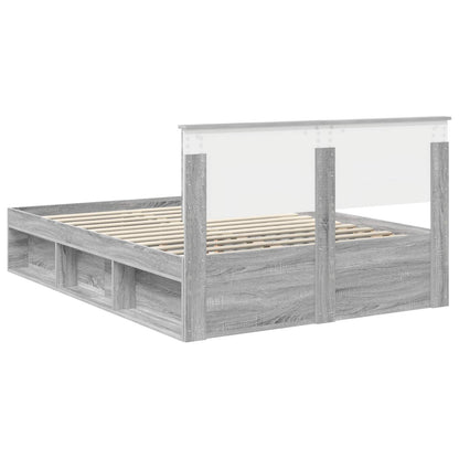 Bed Frame Grey Sonoma 140 x 190 cm Solid Pine Wood