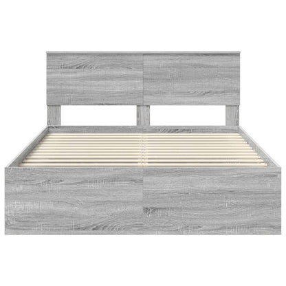 Bed Frame Grey Sonoma 140 x 190 cm Solid Pine Wood