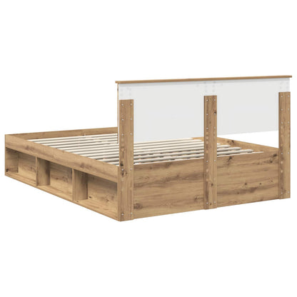 Bed Frame Artisian Oak 140 x 190 cm Solid Pine Wood