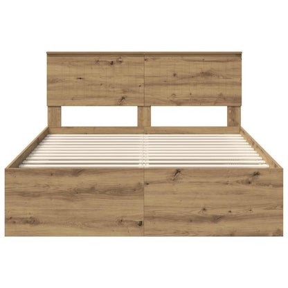 Bed Frame Artisian Oak 140 x 190 cm Solid Pine Wood