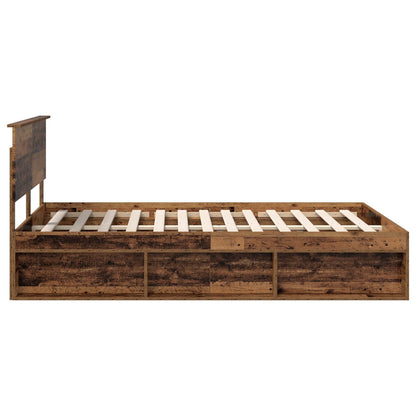 Bed Frame with Headboard Old Wood 135 x 190 cm Solid Pine Wood