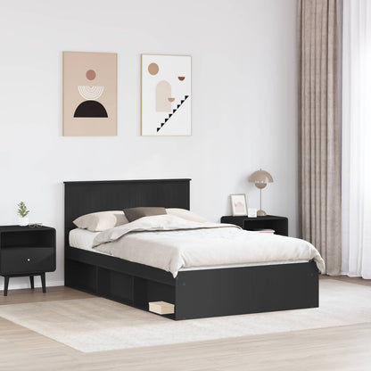 Bed Frame with Headboard Black 120 x 200 cm Solid Pine Wood
