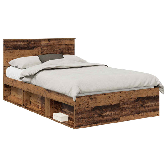 Bed Frame with Headboard Old Wood 120 x 200 cm Solid Pine Wood