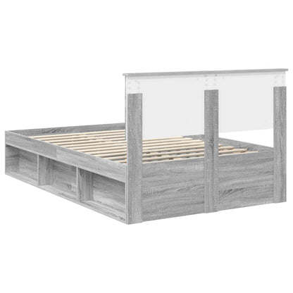 Bed Frame Grey Sonoma 120 x 190 cm Solid Pine Wood