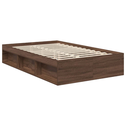 Bed Frame with Headboard Brown Oak 120 x 190 cm Solid Pine Wood