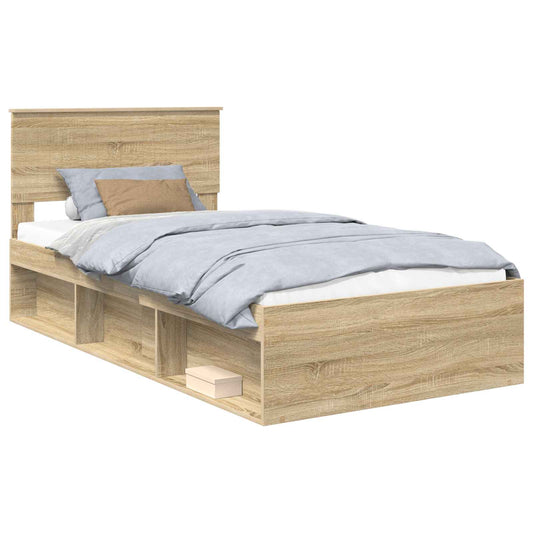 Bed Frame with Headboard Sonoma 100 x 200 cm Solid Pine Wood