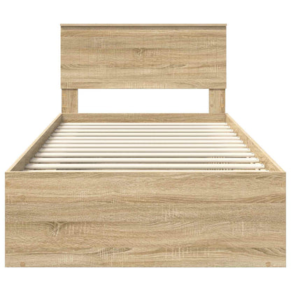 Bed Frame with Headboard Sonoma 100 x 200 cm Solid Pine Wood