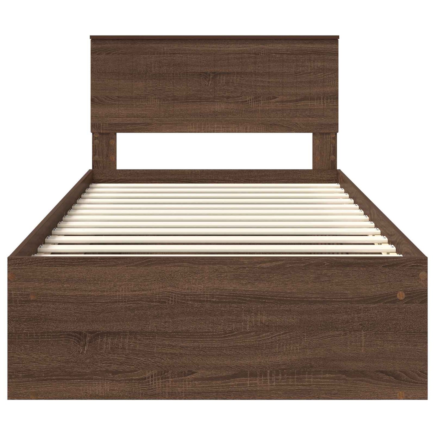 Bed Frame with Headboard Brown Oak 100 x 200 cm Solid Pine Wood