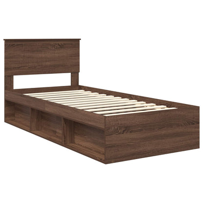 Bed Frame with Headboard Brown Oak 90 x 200 cm Solid Pine Wood