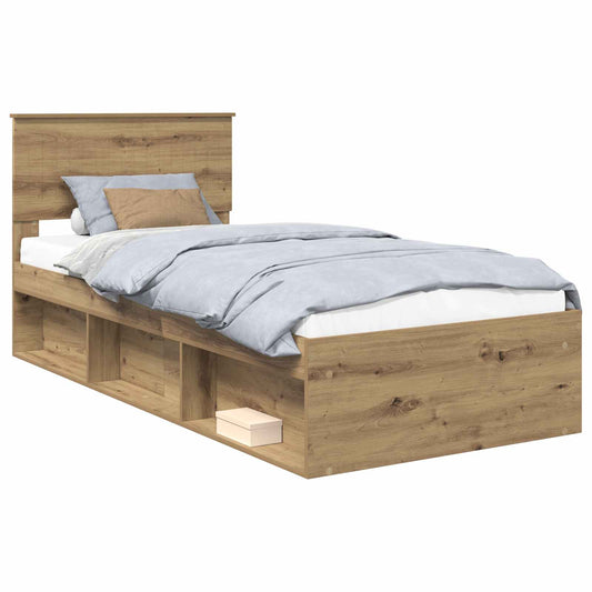 Bed Frame Artisian Oak 90 x 200 cm Solid Pine Wood