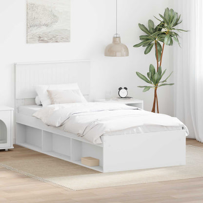 Bed Frame with Headboard White 90 x 190 cm Solid Pine Wood