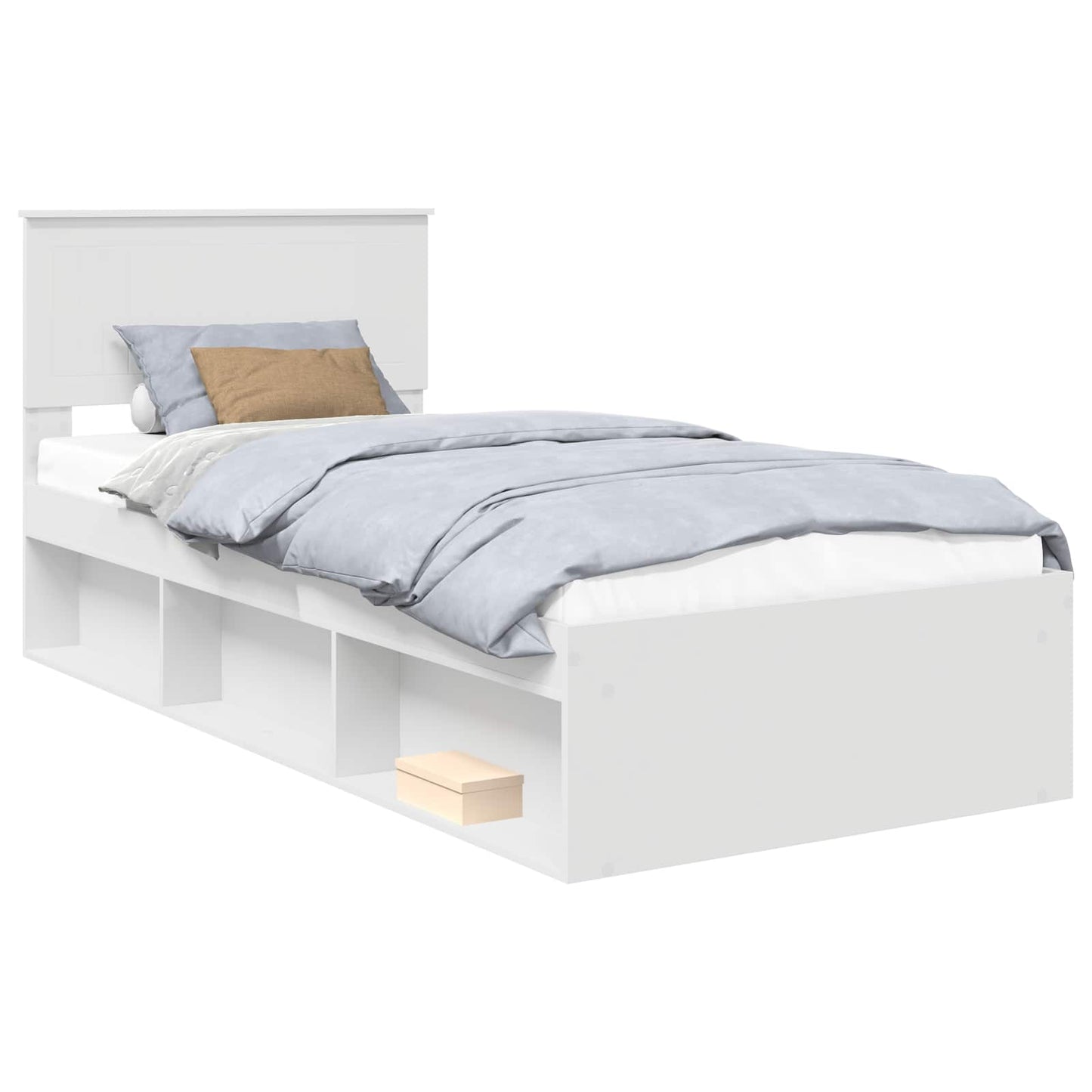 Bed Frame with Headboard White 90 x 190 cm Solid Pine Wood