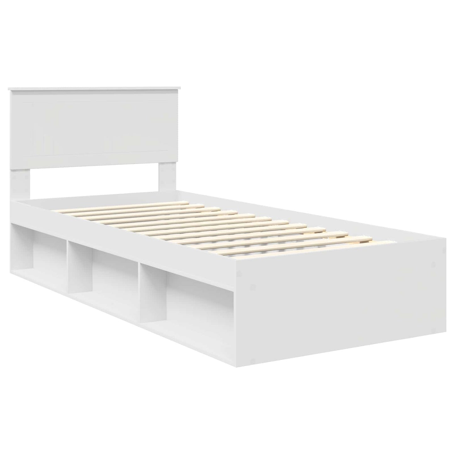 Bed Frame with Headboard White 90 x 190 cm Solid Pine Wood
