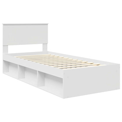 Bed Frame with Headboard White 90 x 190 cm Solid Pine Wood