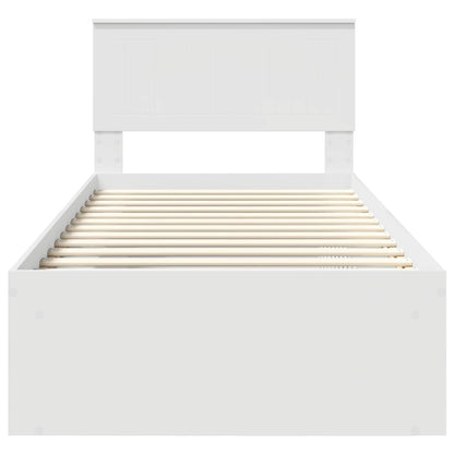 Bed Frame with Headboard White 90 x 190 cm Solid Pine Wood