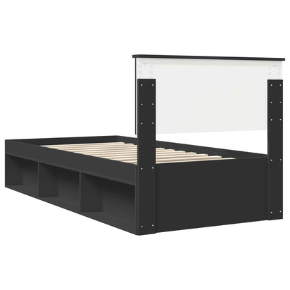 Bed Frame with Headboard Black 90 x 190 cm Solid Pine Wood