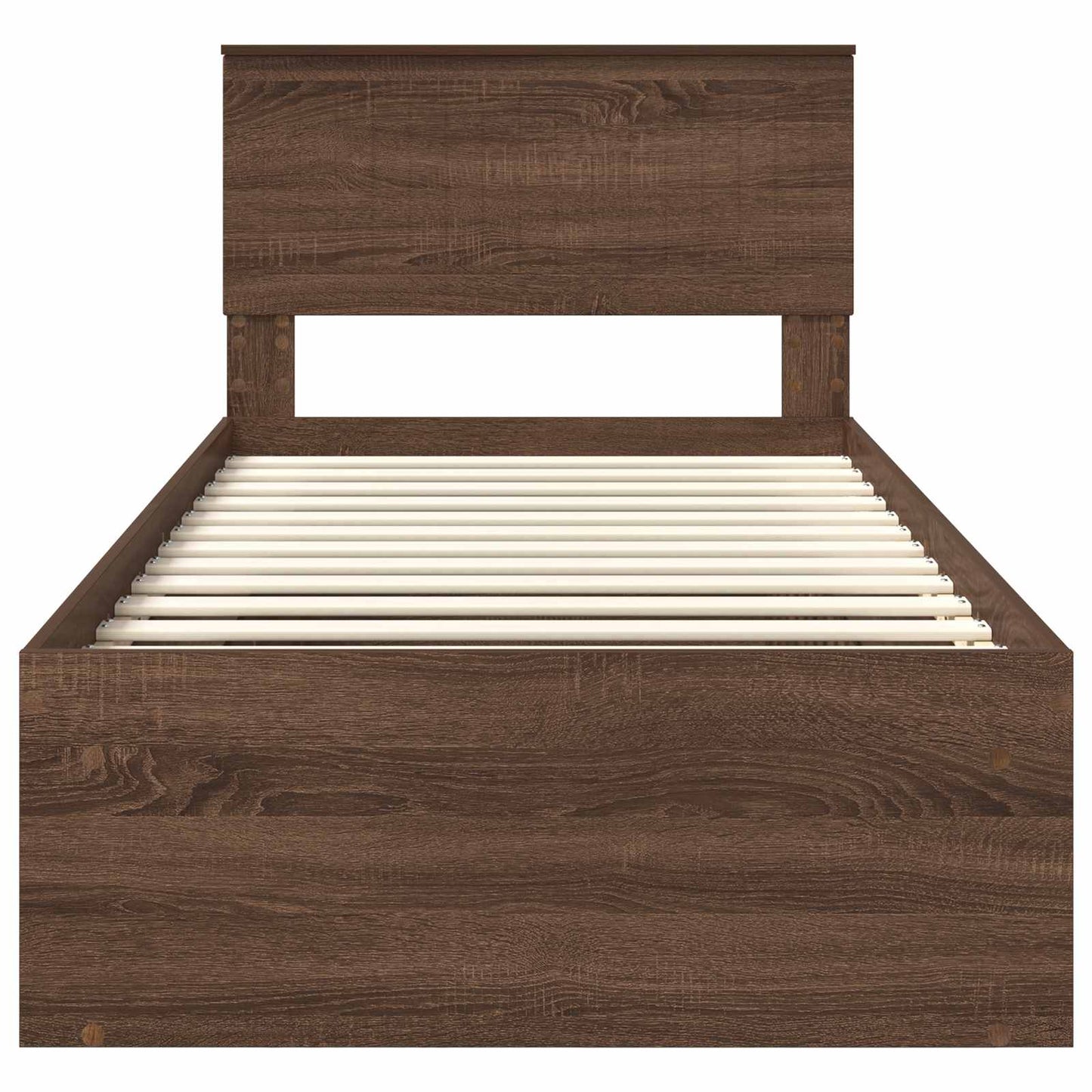 Bed Frame with Headboard Brown Oak 90 x 190 cm Solid Pine Wood