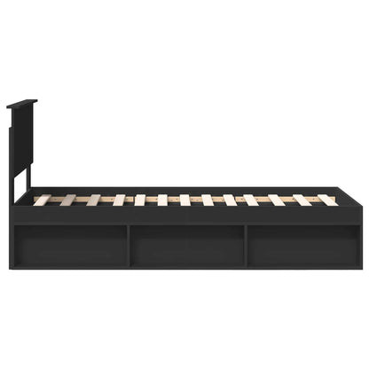Bed Frame with Headboard Black 75 x 190 cm Solid Pine Wood