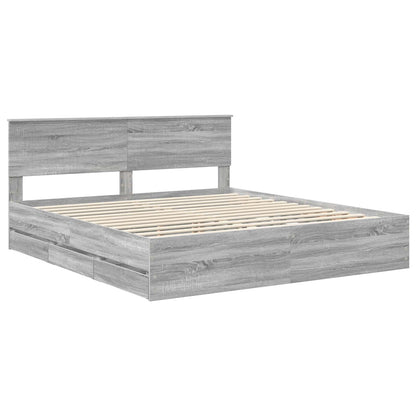 Bed Frame with Drawer Grey Sonoma 180 x 200 cm Engineer Wood