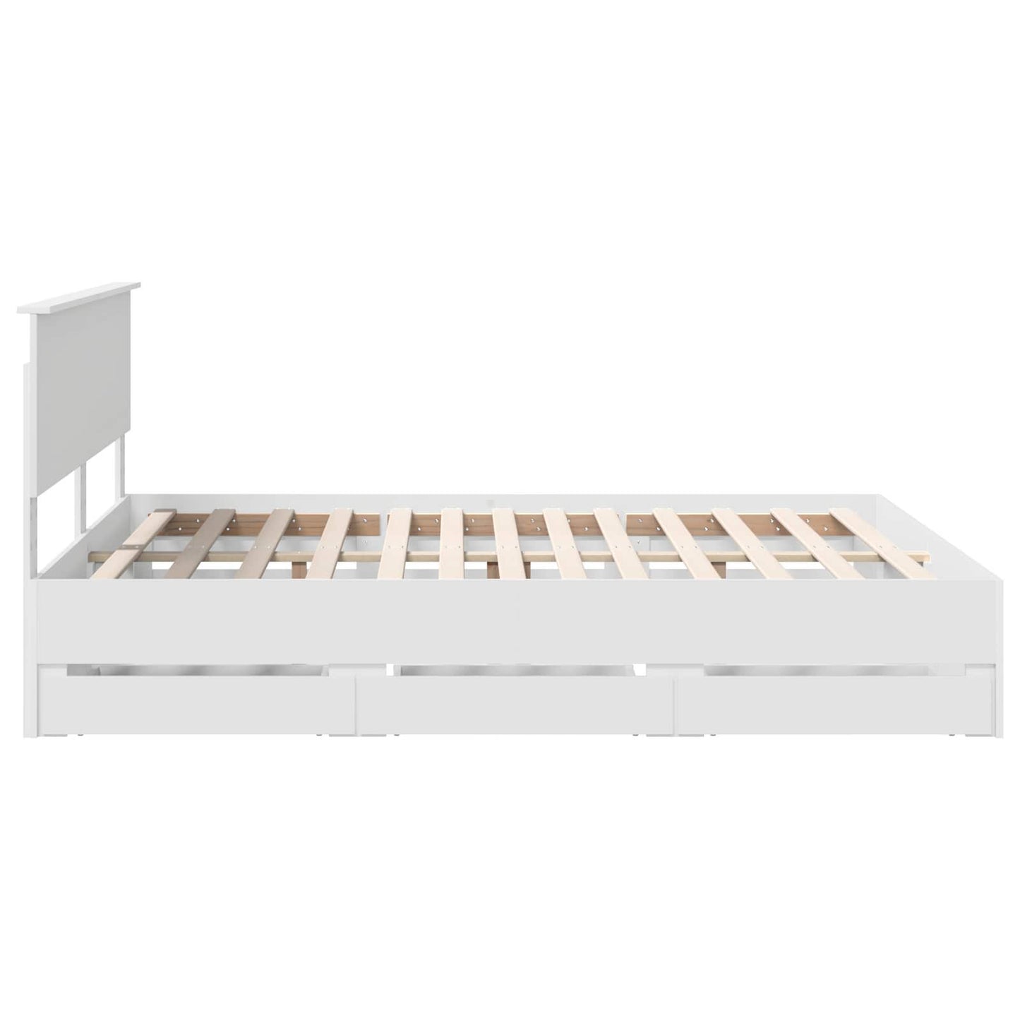 Bed Frame with Drawer White 160 x 200 cm Engineer Wood