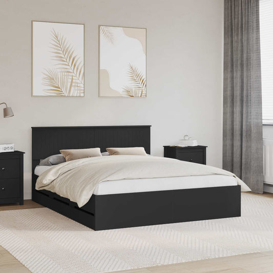 Bed Frame with Drawer Black 160 x 200 cm Engineer Wood