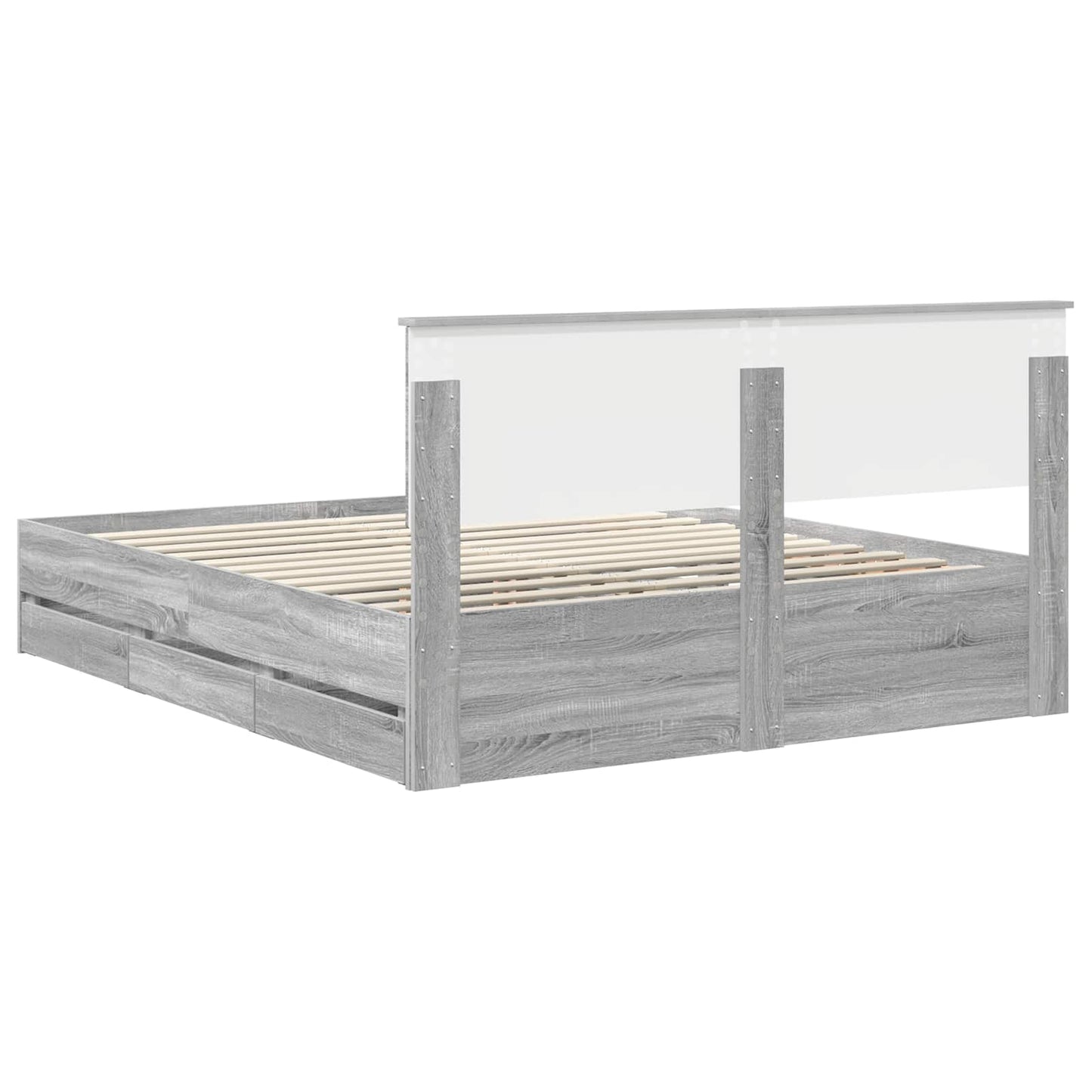 Bed Frame with Drawer Grey Sonoma 160 x 200 cm Engineer Wood
