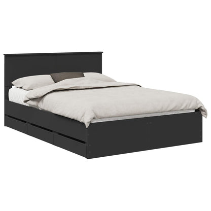 Bed Frame with Drawer Black 140 x 200 cm Engineer Wood