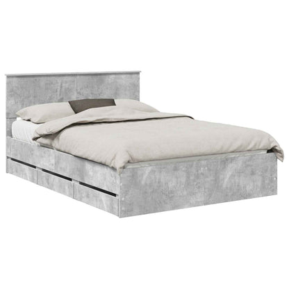 Bed Frame with Drawer Concrete Grey 140 x 200 cm Engineer Wood
