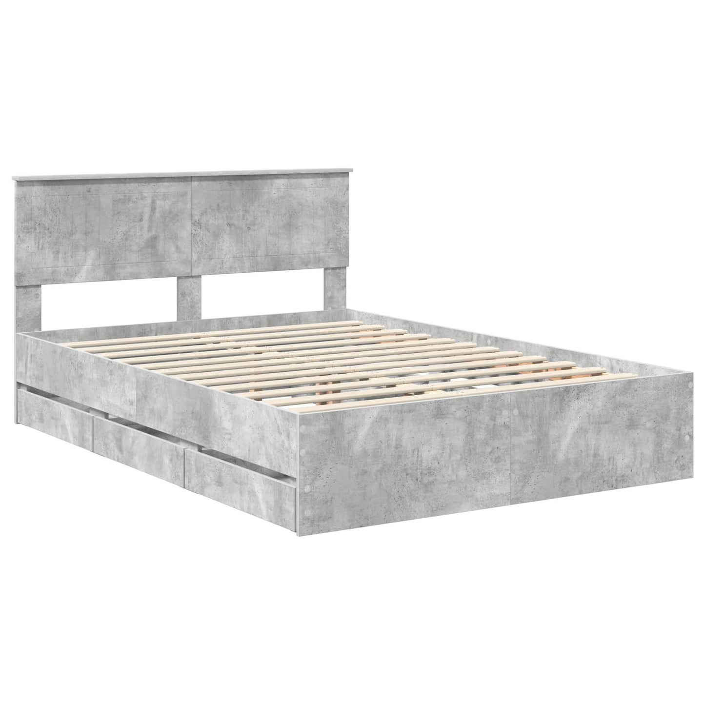 Bed Frame with Drawer Concrete Grey 140 x 200 cm Engineer Wood