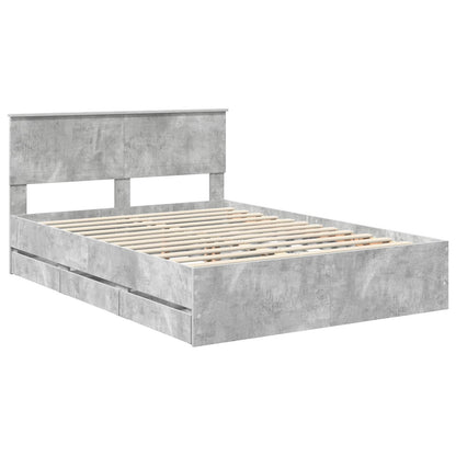 Bed Frame with Drawer Concrete Grey 140 x 200 cm Engineer Wood