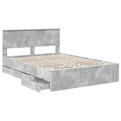 Bed Frame with Drawer Concrete Grey 140 x 200 cm Engineer Wood