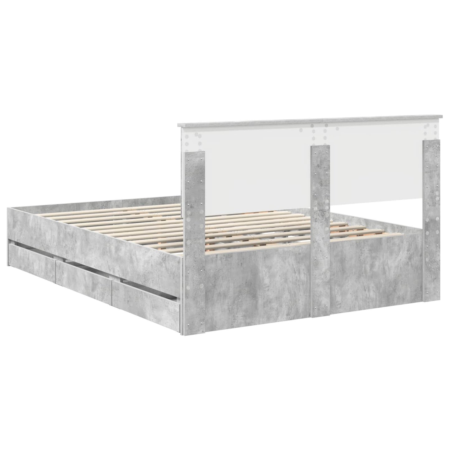 Bed Frame with Drawer Concrete Grey 140 x 200 cm Engineer Wood