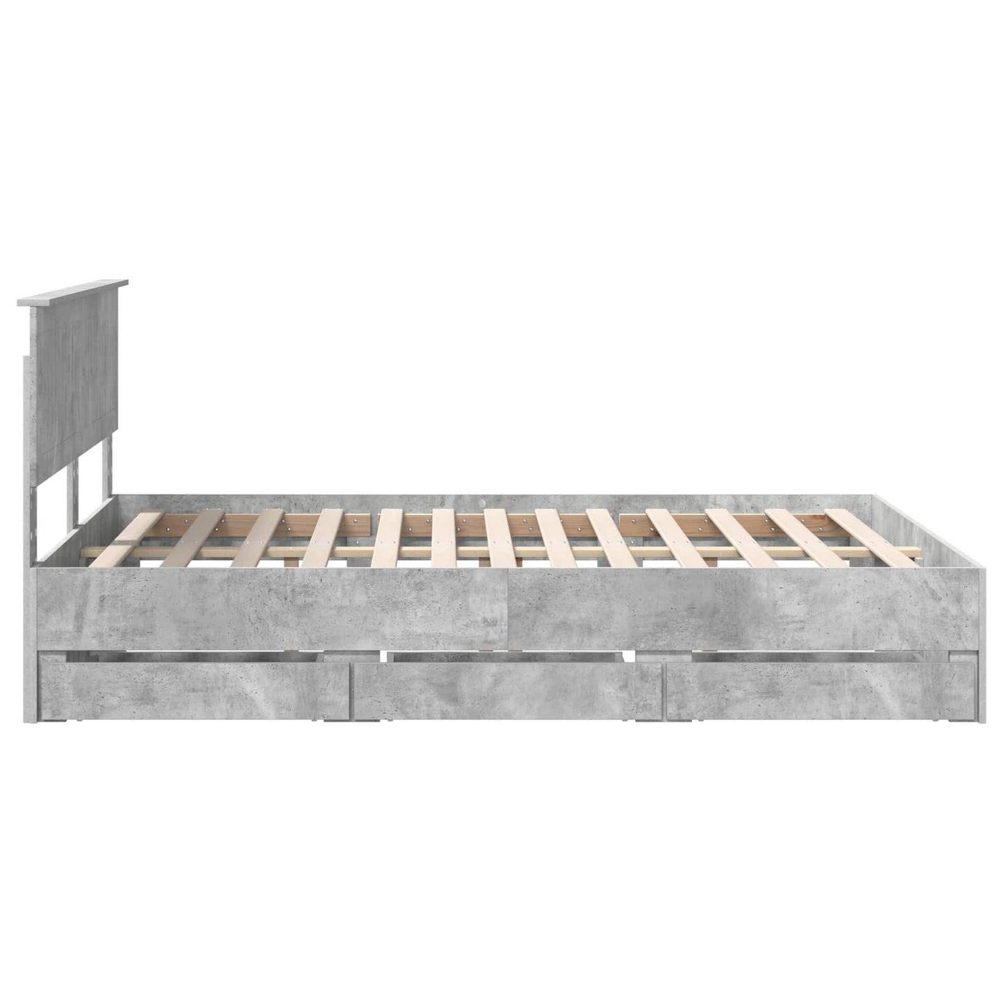 Bed Frame with Drawer Concrete Grey 140 x 200 cm Engineer Wood