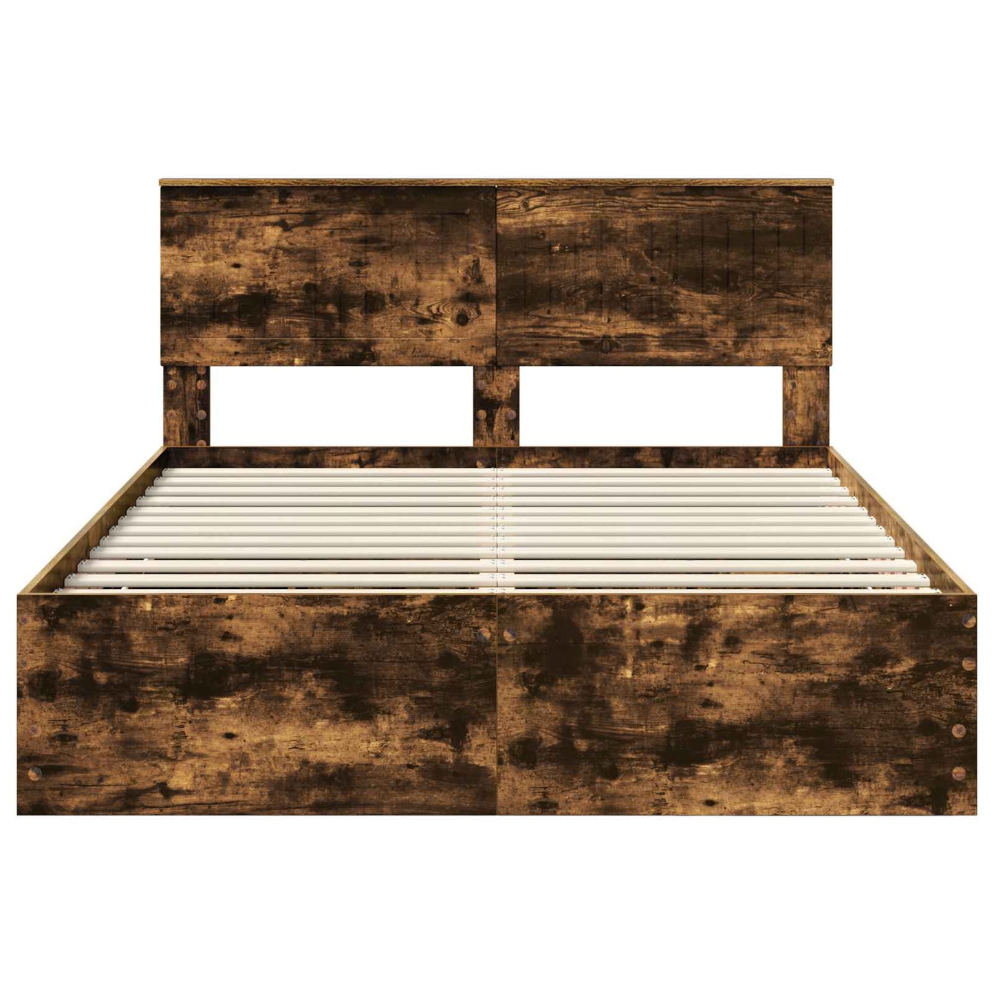 Bed Frame with Drawer Smoked Oak 140 x 200 cm Engineer Wood