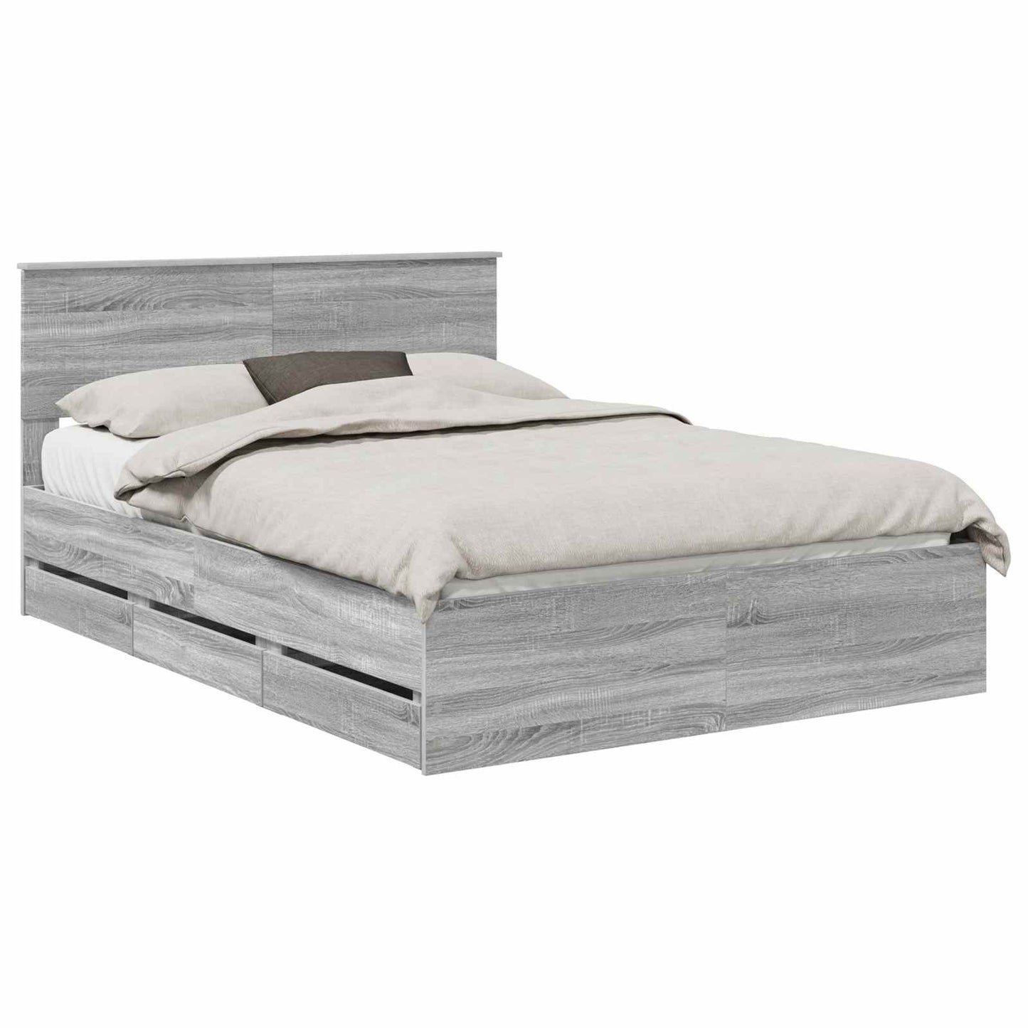 Bed Frame with Drawer Grey Sonoma 140 x 200 cm Engineer Wood