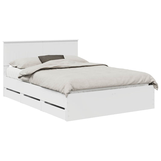 Bed Frame with Drawer White 140 x 190 cm Engineer Wood