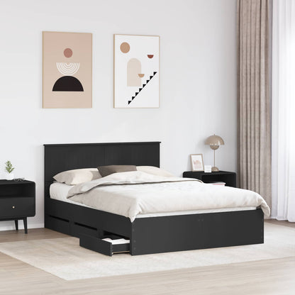 Bed Frame with Drawer Black 140 x 190 cm Engineer Wood