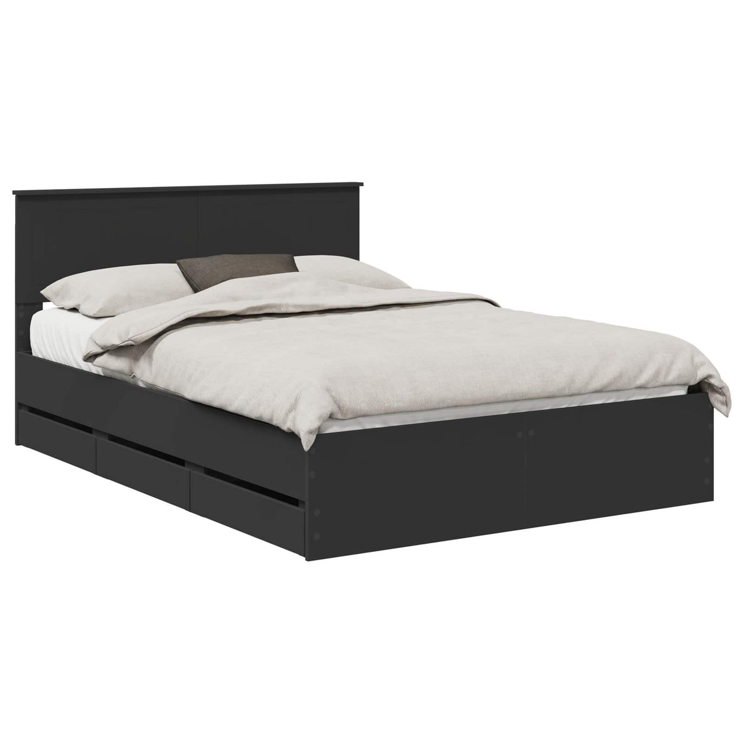 Bed Frame with Drawer Black 140 x 190 cm Engineer Wood