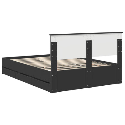 Bed Frame with Drawer Black 140 x 190 cm Engineer Wood