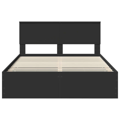 Bed Frame with Drawer Black 140 x 190 cm Engineer Wood