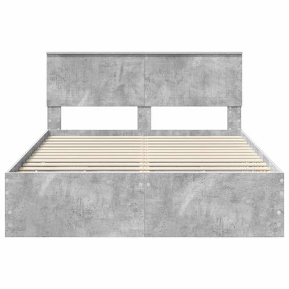 Bed Frame with Drawer Concrete Grey 135 x 190 cm Engineer Wood