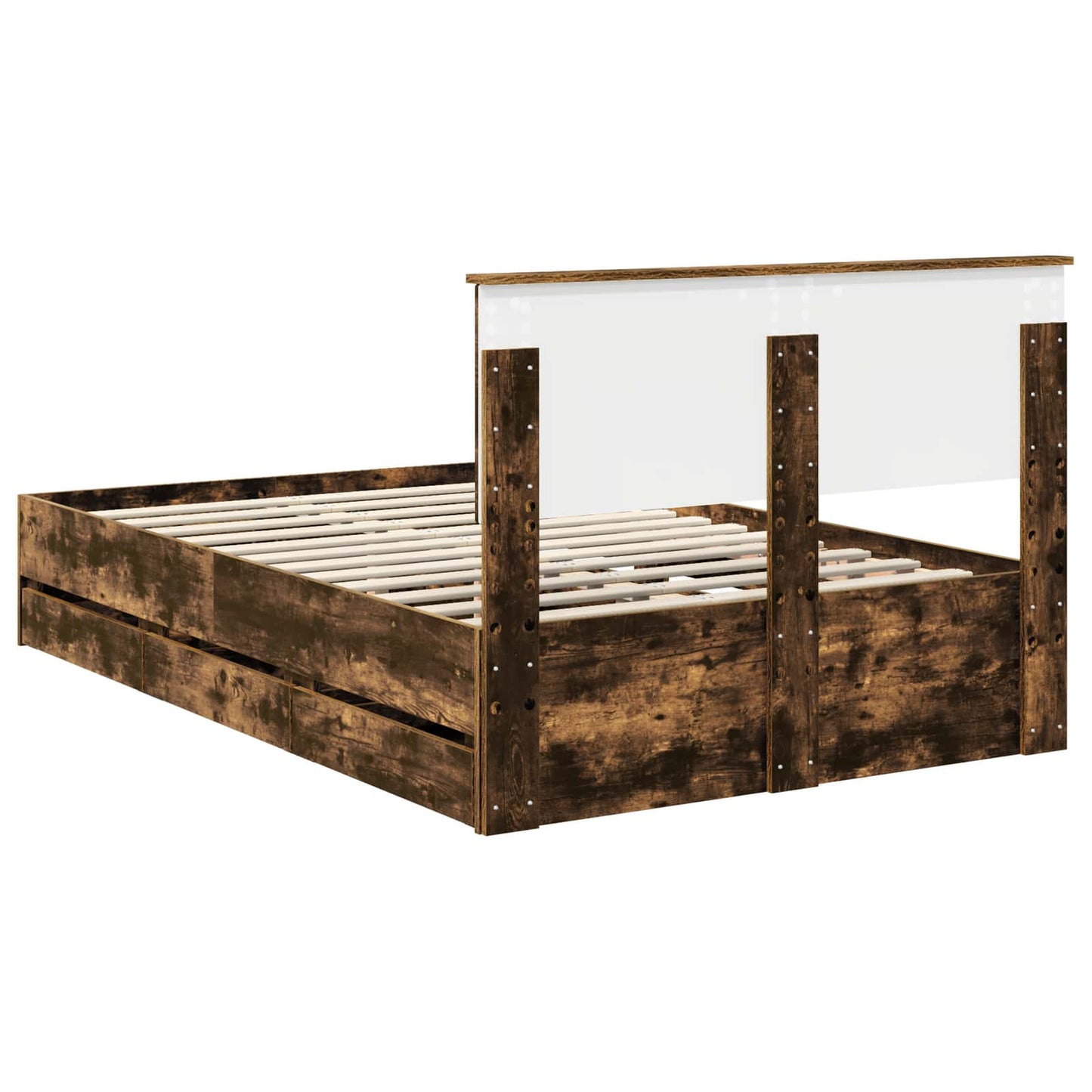 Bed Frame with Drawer Smoked Oak 120 x 200 cm Engineer Wood