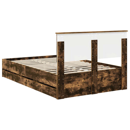 Bed Frame with Drawer Smoked Oak 120 x 200 cm Engineer Wood